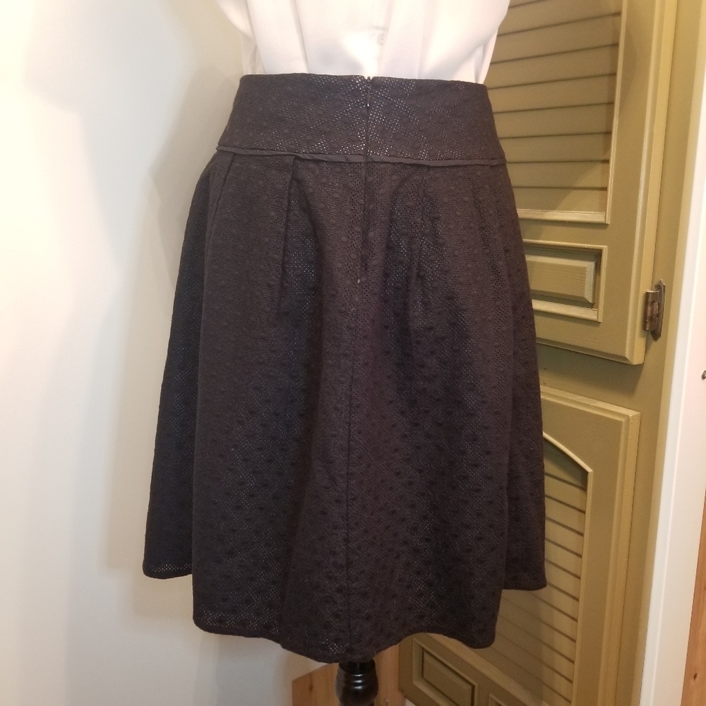 Talbots Black Swiss Dot Skirt Petite 6P Fit & Flare Lined Classic Work Skirt - Picture 3 of 9